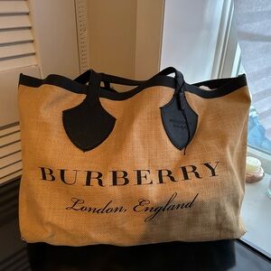 Burberry Tan and Black Tote Bag